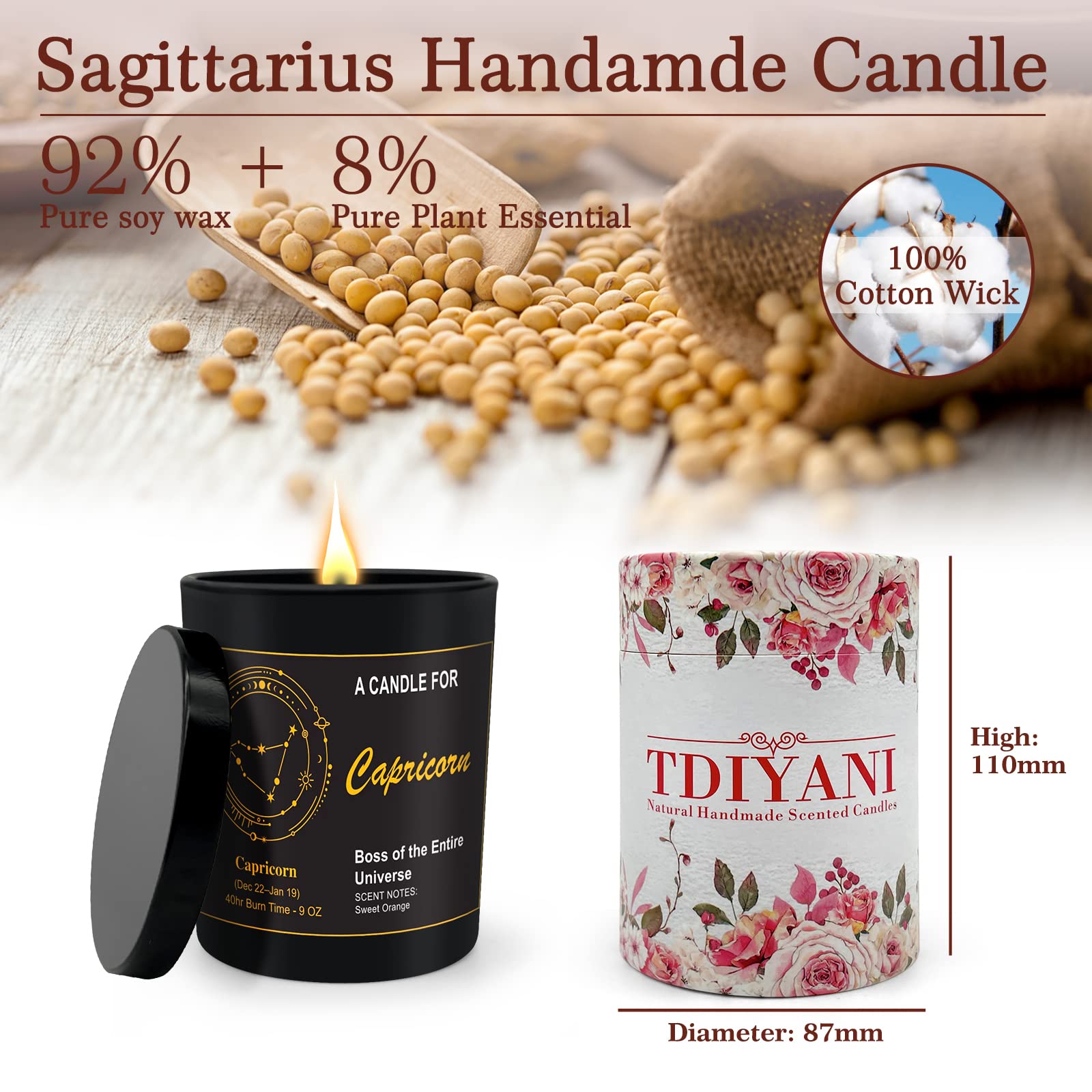 Capricornus zodiac candle 9oz