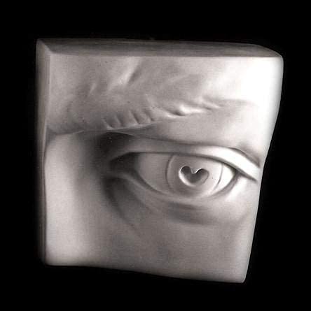 Caproni Collection plaster cast sculpture David left eye detail with flat white patina 8x7x5 inches
