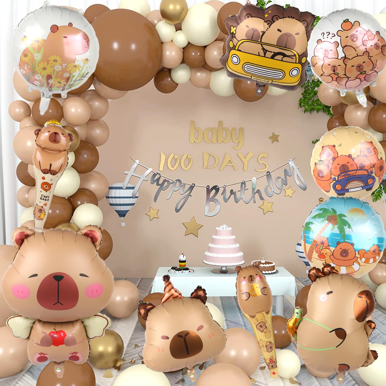Capybara shaped foil balloons decorative kit