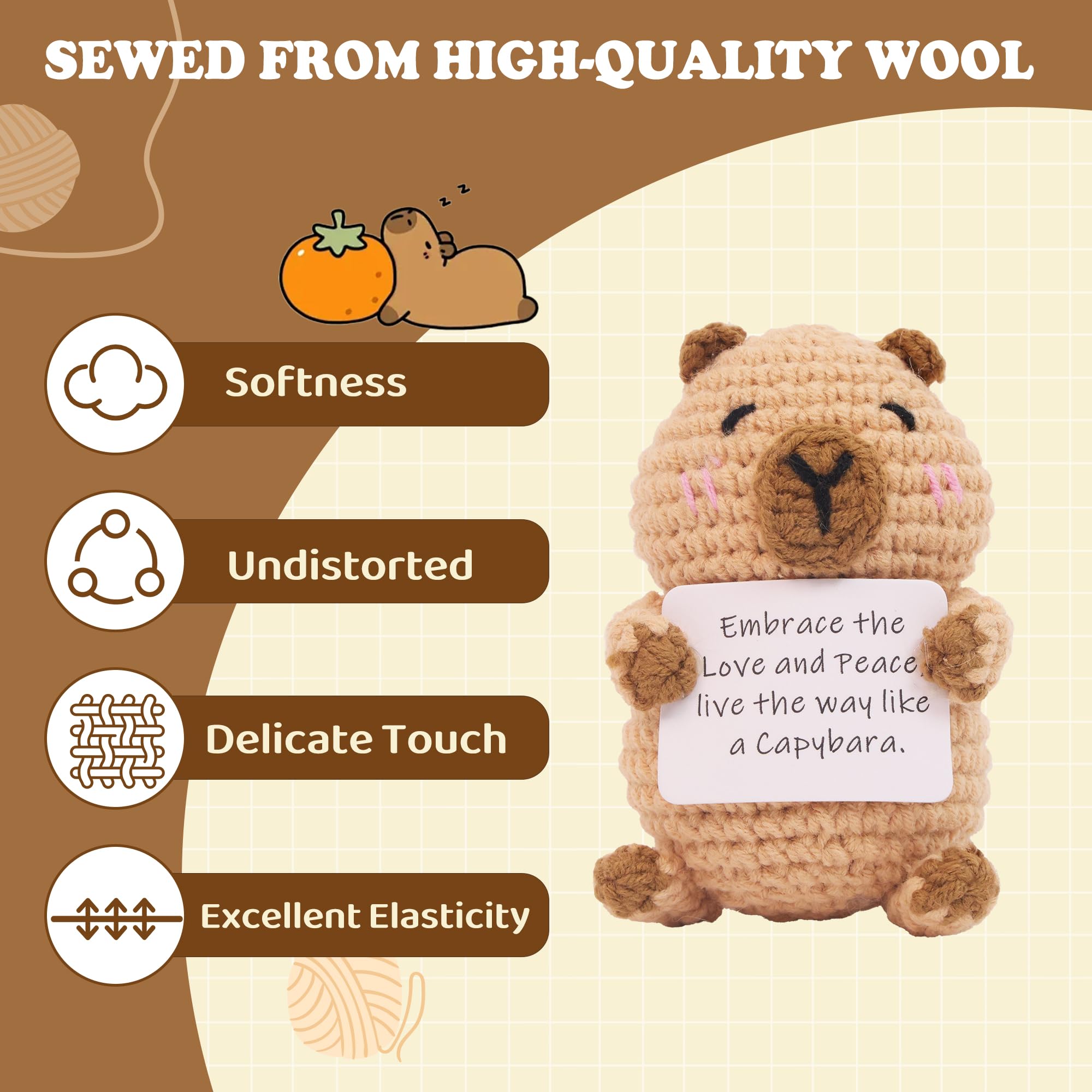 Positive message card included with capybara toy