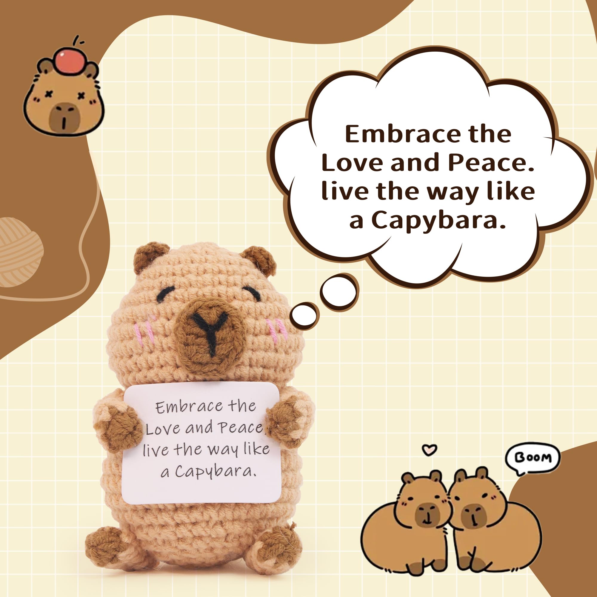 Soft wool capybara toy for desk decor