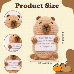 Capybara crochet animal gift with encouraging words card