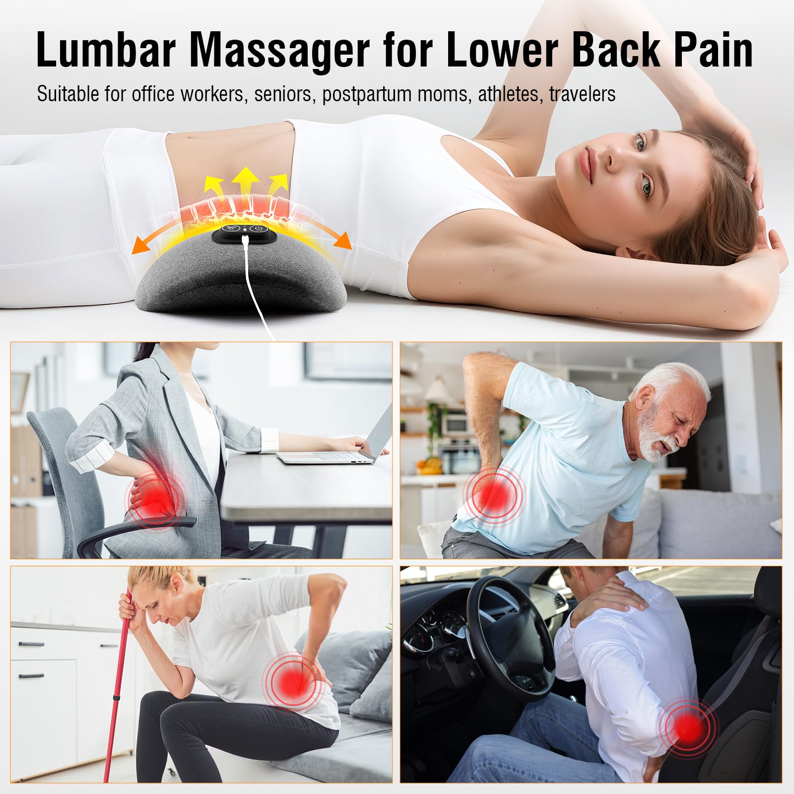Manual and automatic mode options for heating massage and inflation