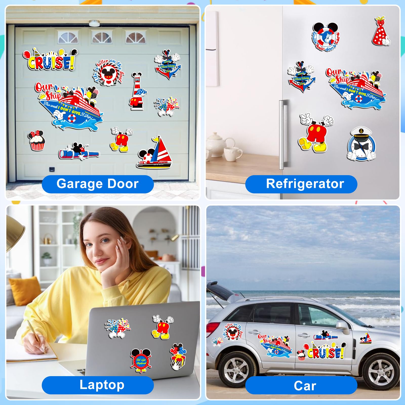 Reusable cruise door magnets for metal surfaces