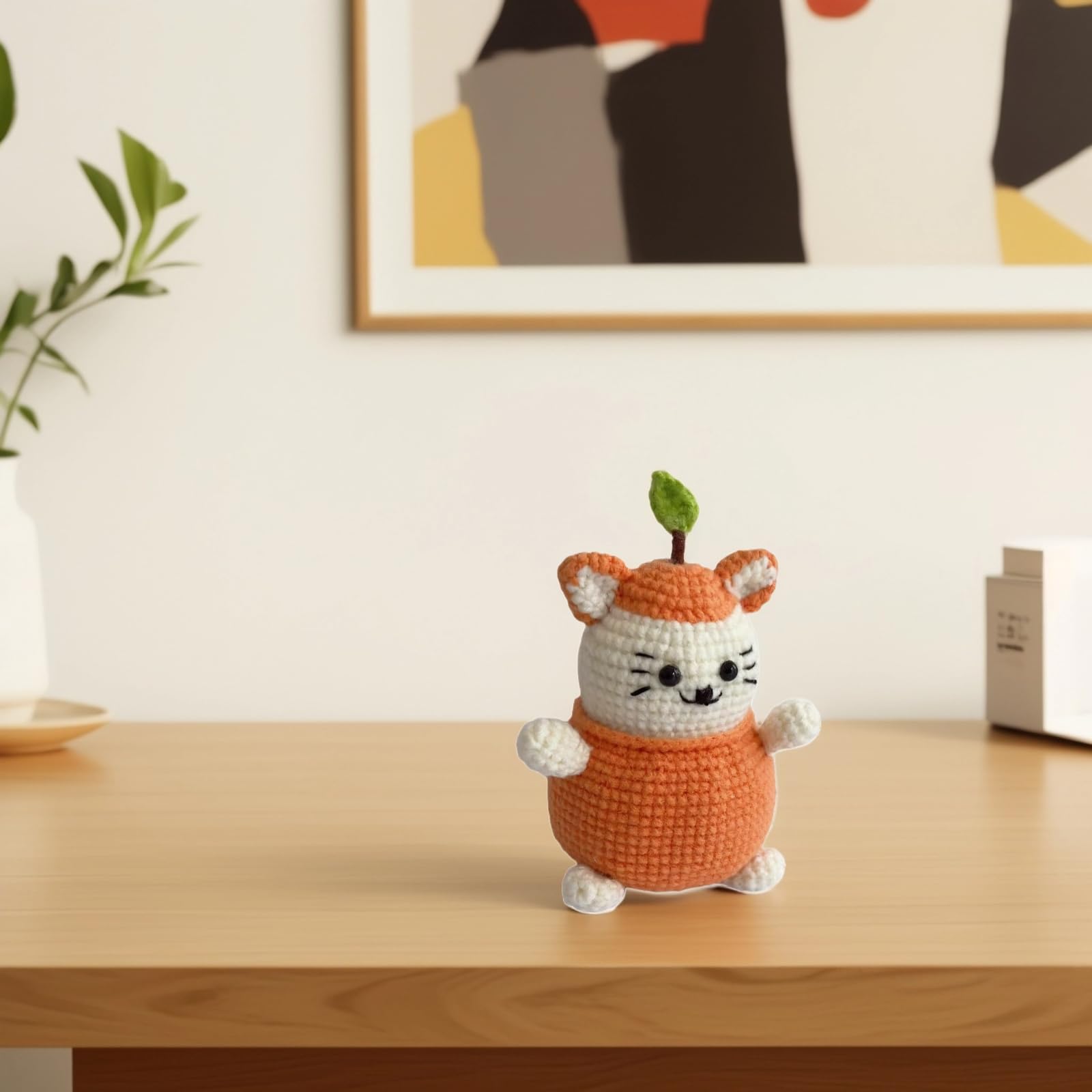 Backpack charm crochet cat doll orange