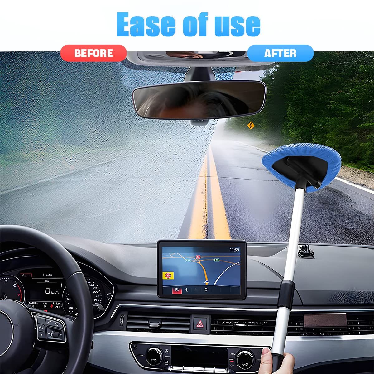 Removable microfiber cloth pad for reusable car glass cleaner
