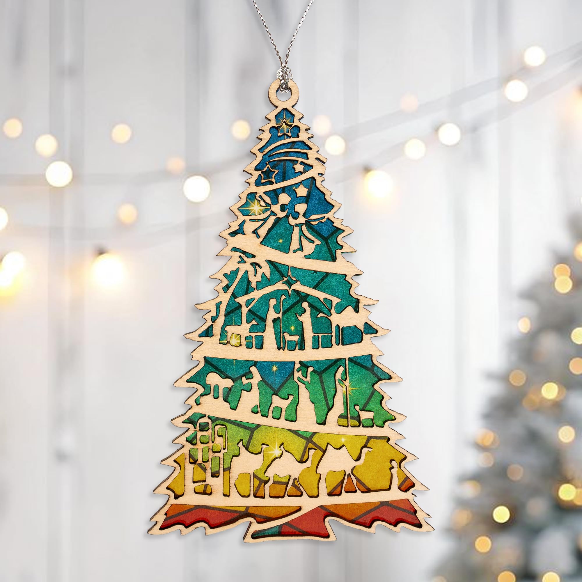 Car hanging nativity ornament ready to gift packaging