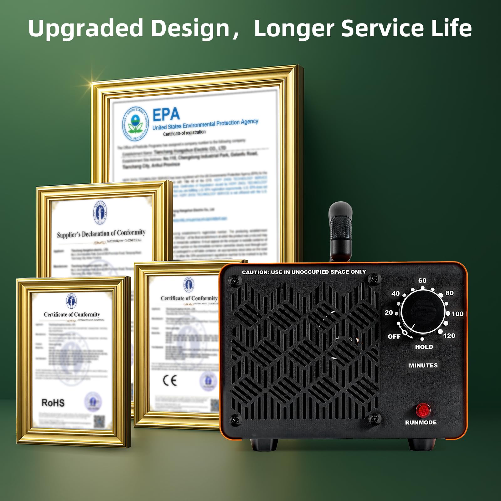 Car and home use HHGM ozone odor remover device