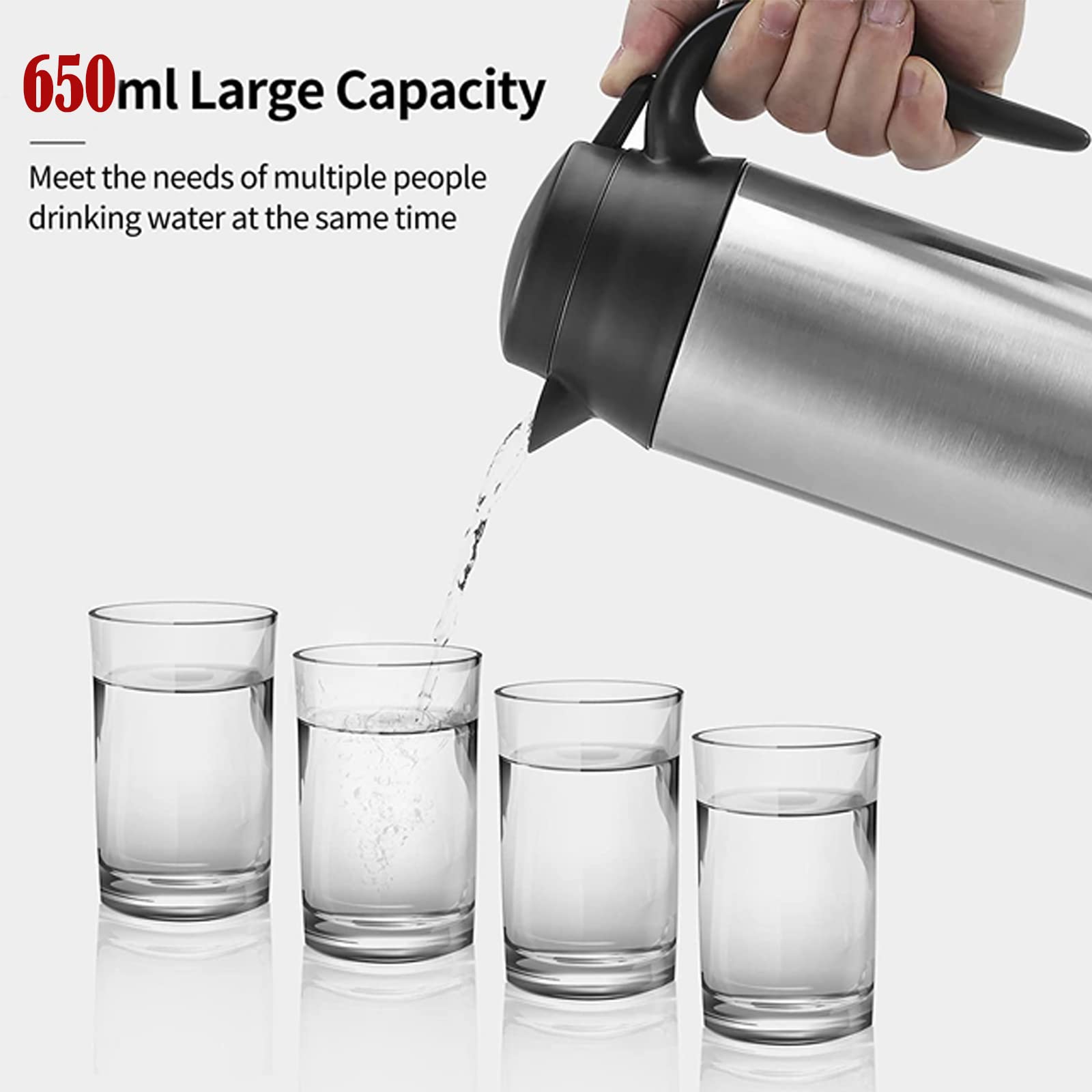 Stainless steel car kettle with lid for travel use