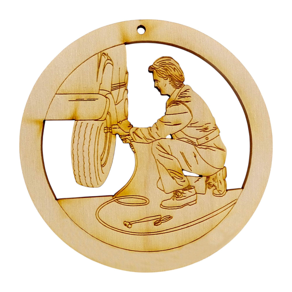 Personalized car mechanic Christmas ornament ready to hang