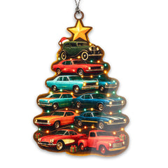 Car Ornament with retro muscle car design for Christmas tree