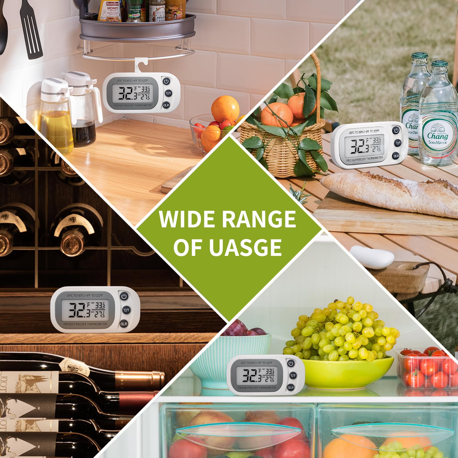 Car refrigerator thermometer for portable monitoring