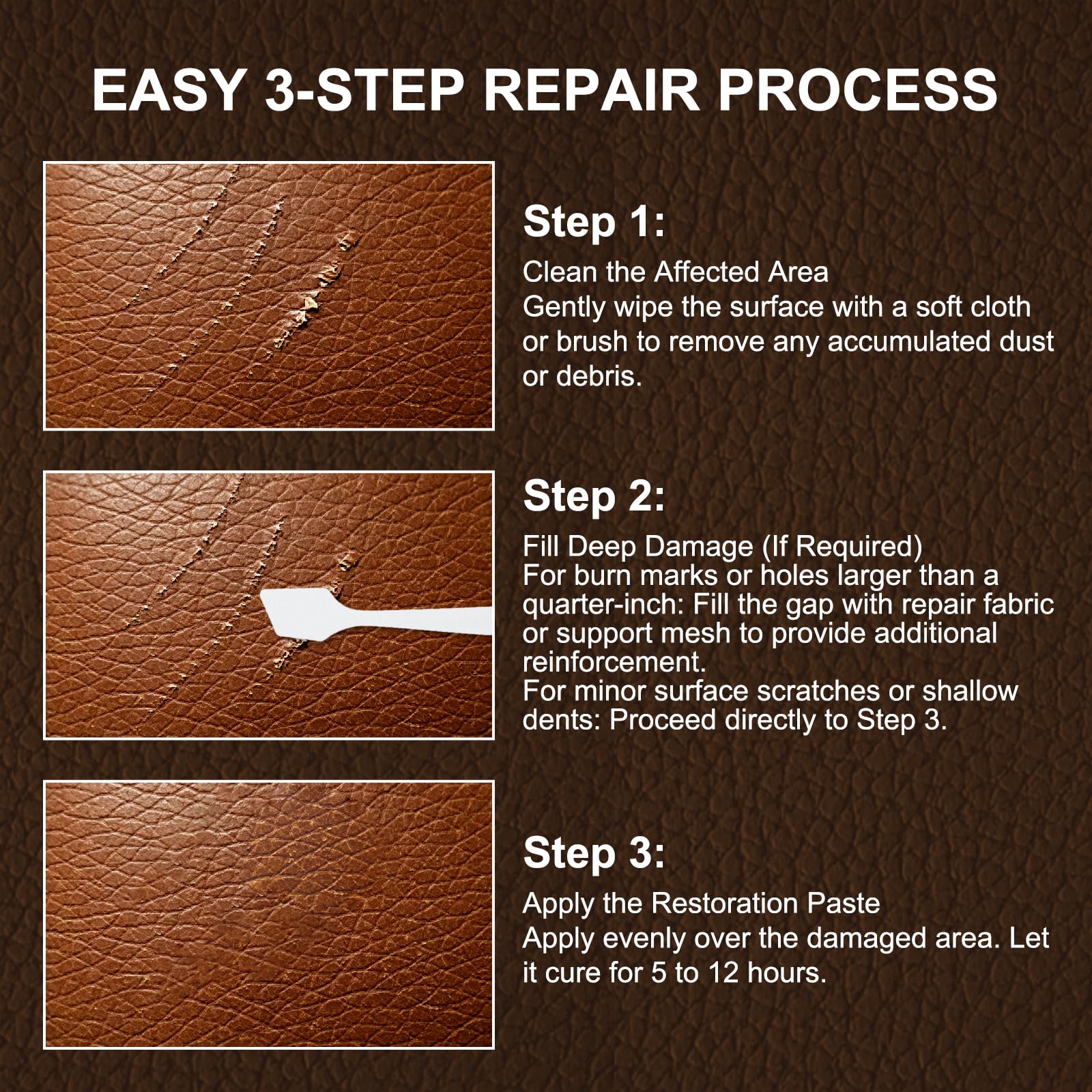 Sofa leather repair kit from Saynwish brown color