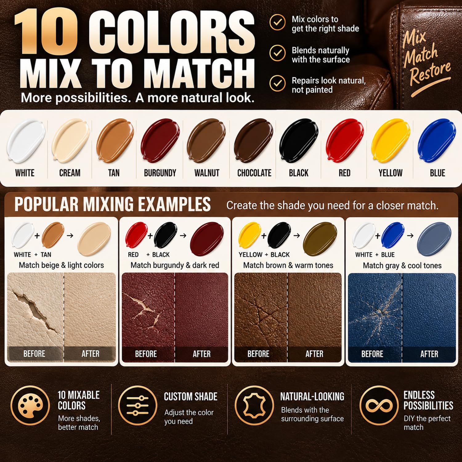 Car seat repair using leather vinyl kit on interior surfaces