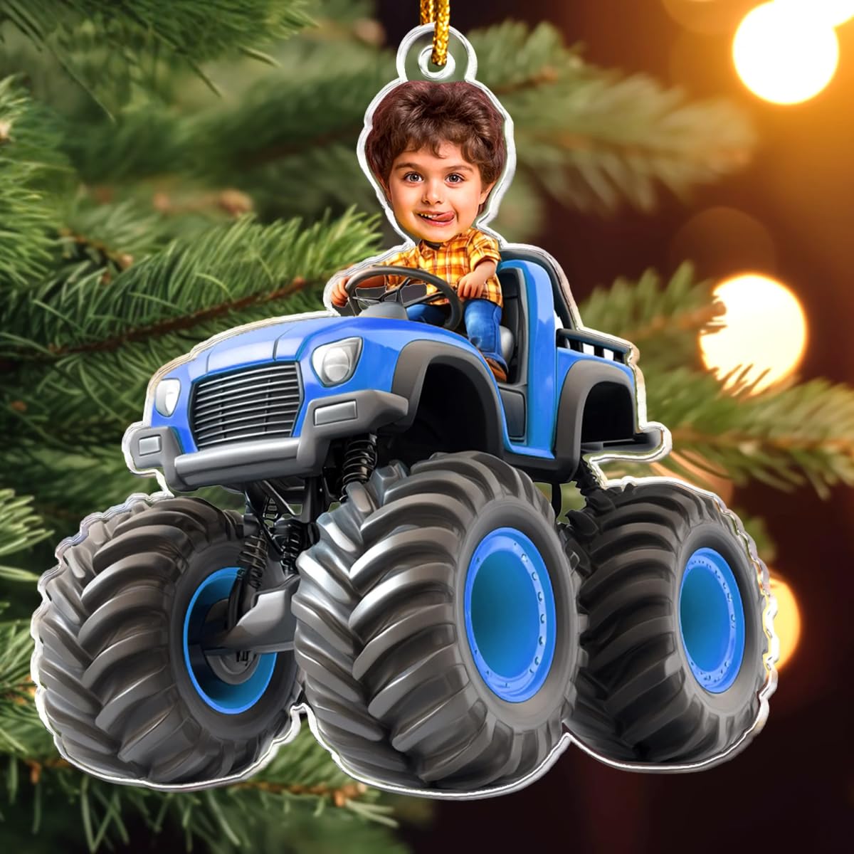 car toys theme kids ornament with personalized face