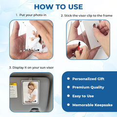 Car visor clip photo holder ready to install