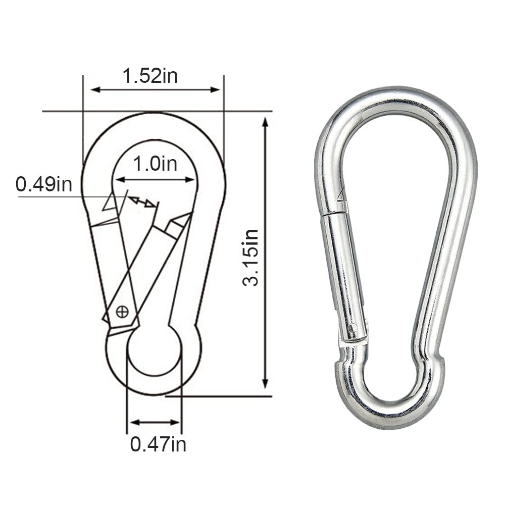 Five carabiner hooks included 3.15 x 1.52 inch