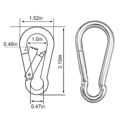 Five carabiner hooks included 3.15 x 1.52 inch