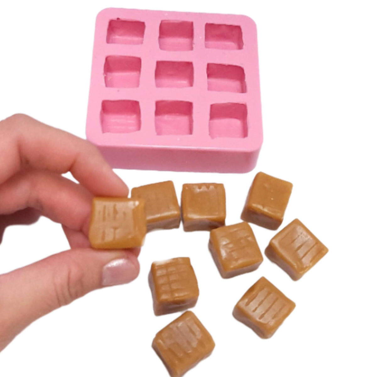 Caramel Candies Silicone Mold product image showing resin casting use