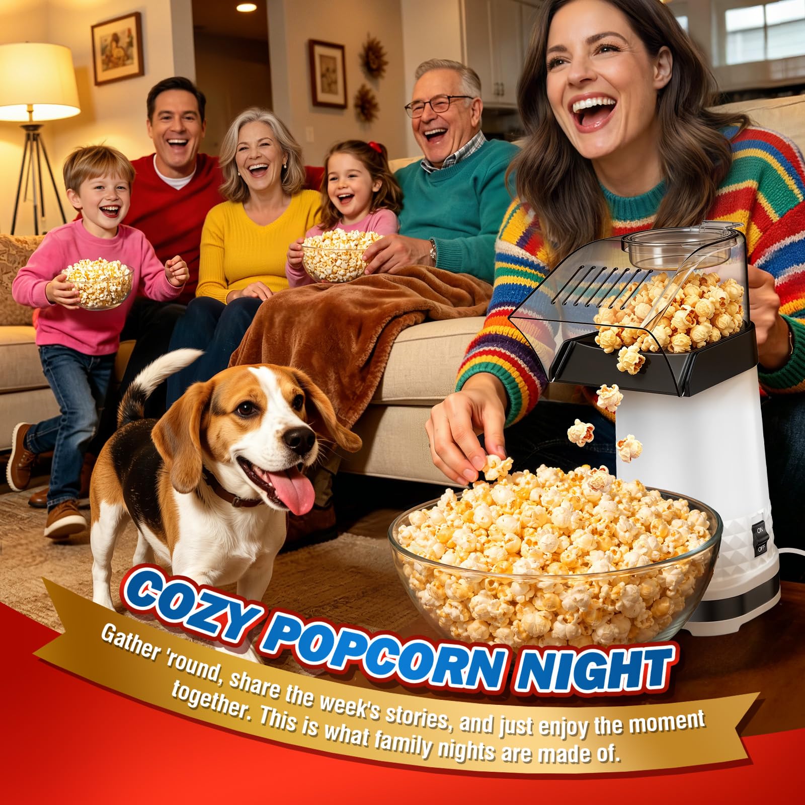 Caramel and flavored popcorn air popping option image