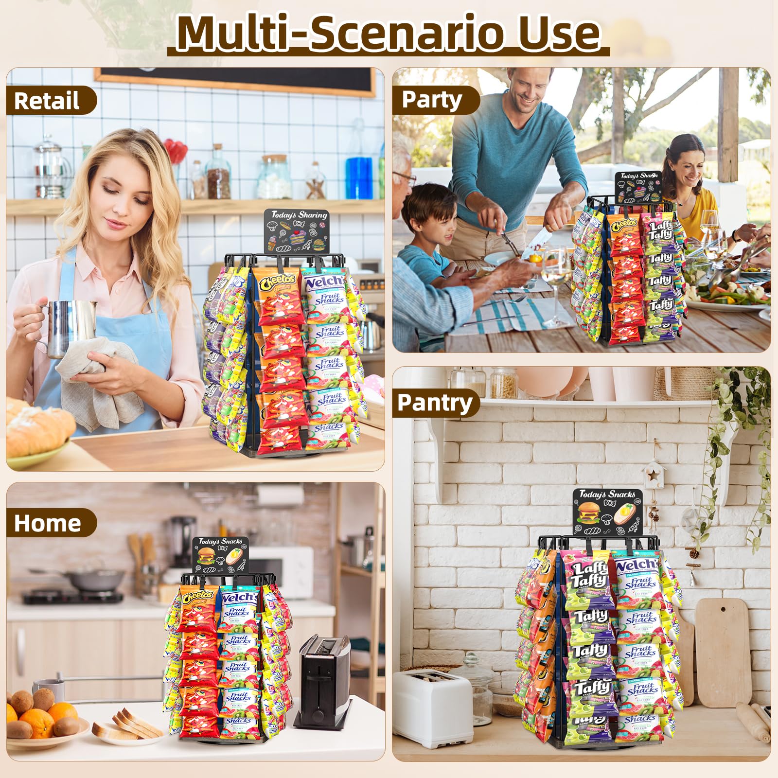 Display board included for messages or labels on snacks