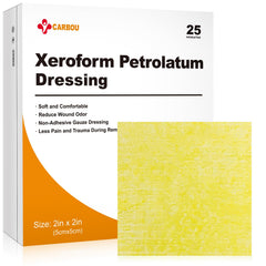 Carbou Medical Xeroform petrolatum dressing 2x2 inch individually wrapped 25 pack