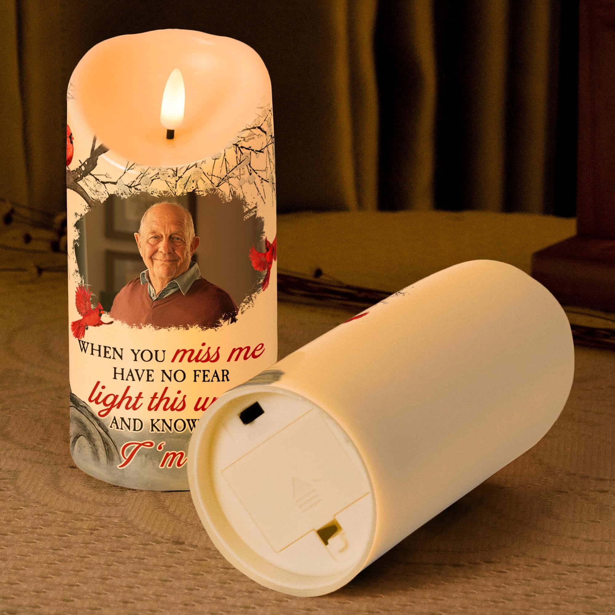 Battery operated LED memorial candle with soft glow