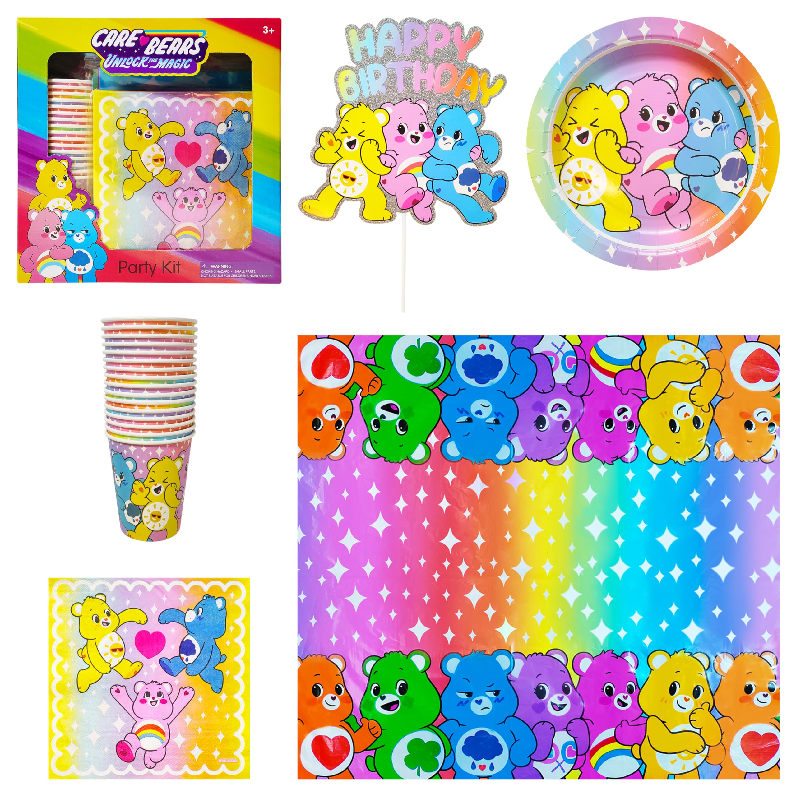 Care Bears themed tableware for birthdays and gender reveals
