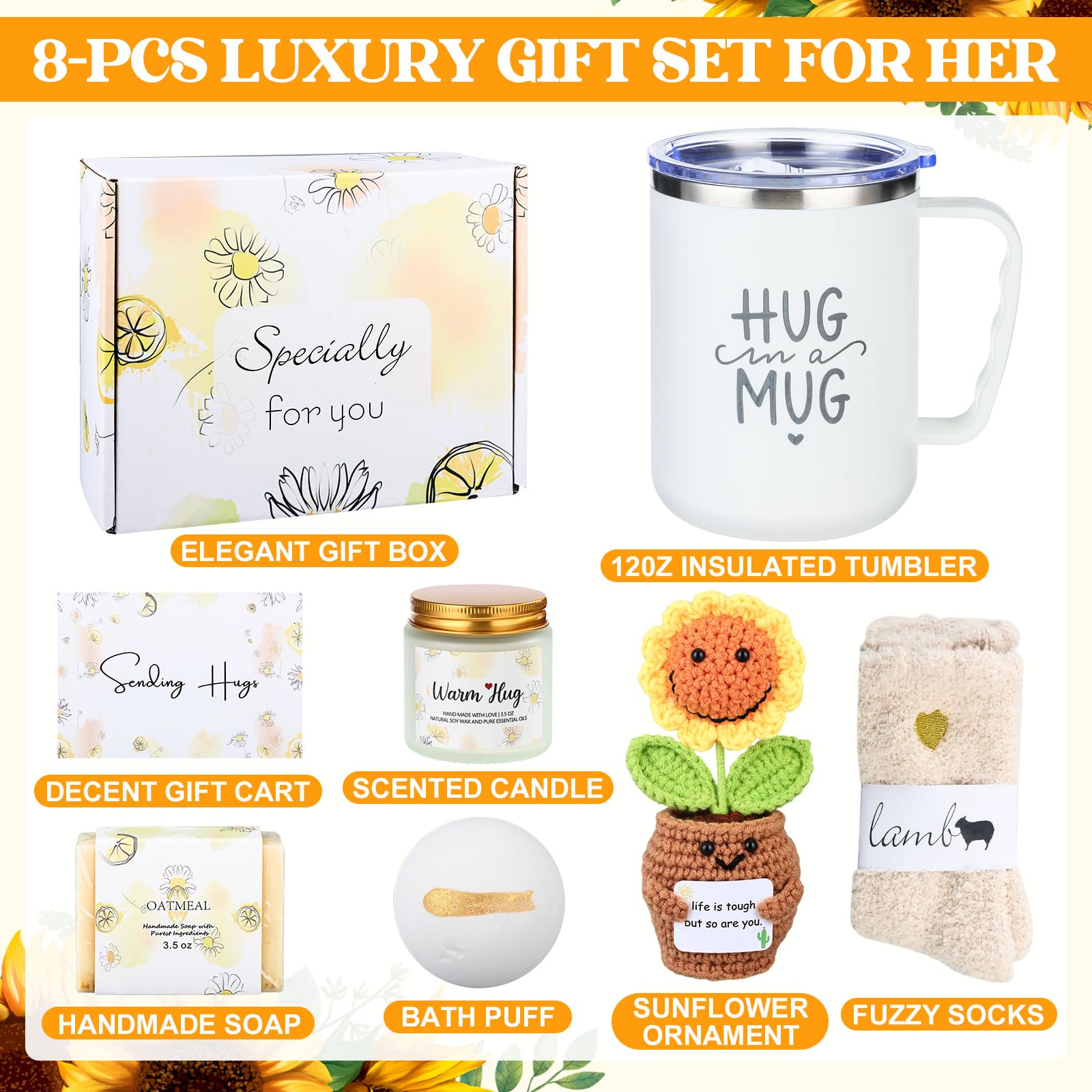 Cozy socks and scented candle in get well gift basket