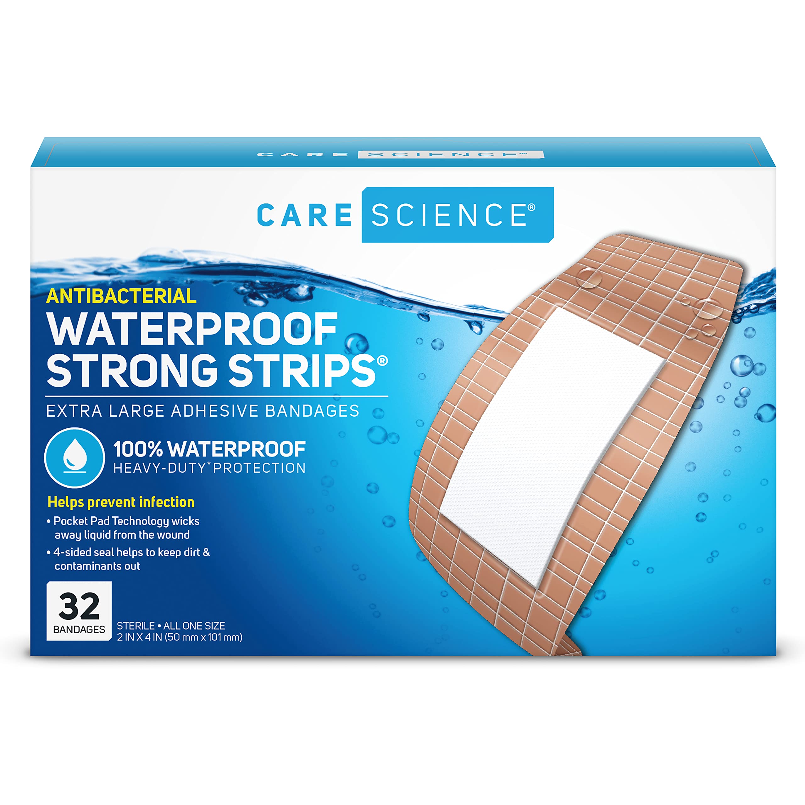 Care Science bandages 60 count package showing two sizes