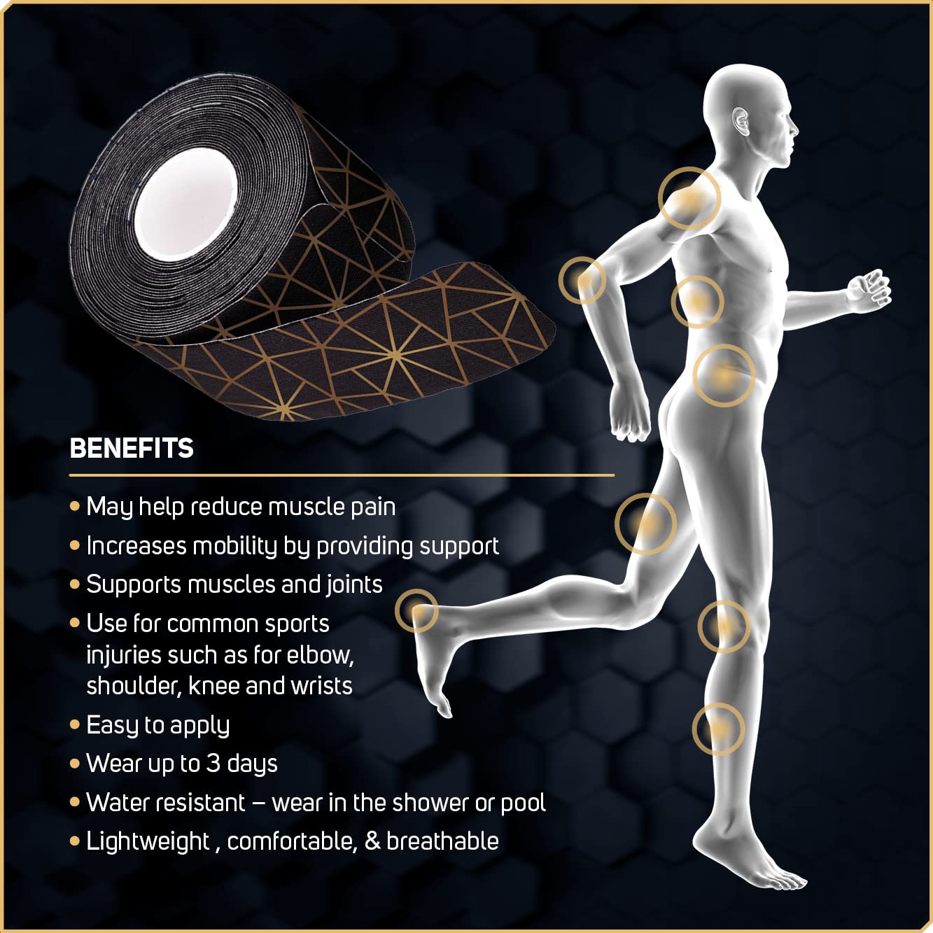Care Science Copper Infused Kinesiology Tape two rolls