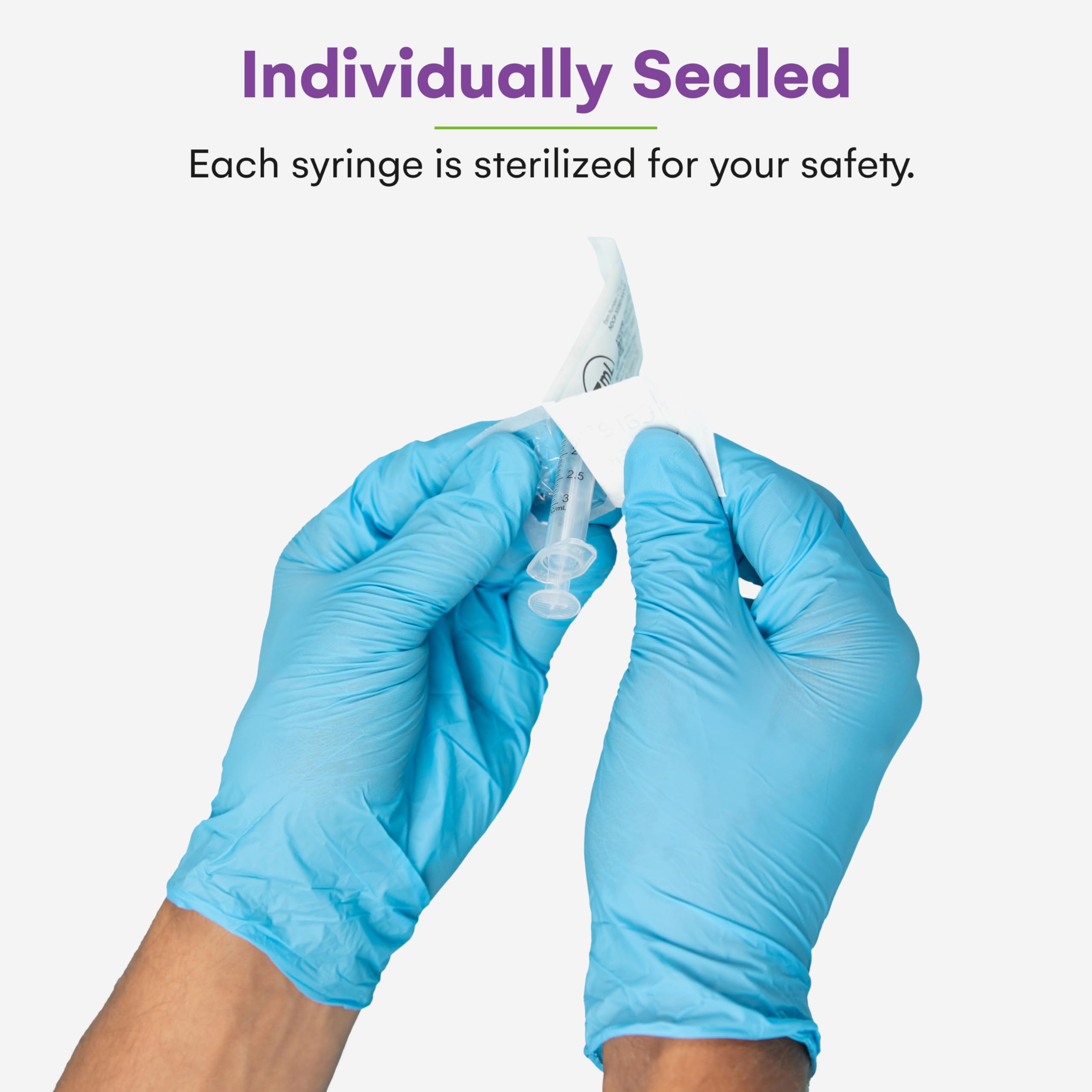 Individually sealed Care Touch disposable syringes pack
