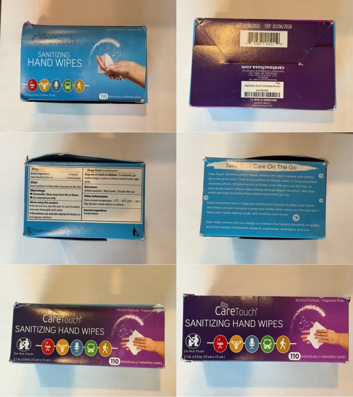 Portable sanitizing wipes for on the go