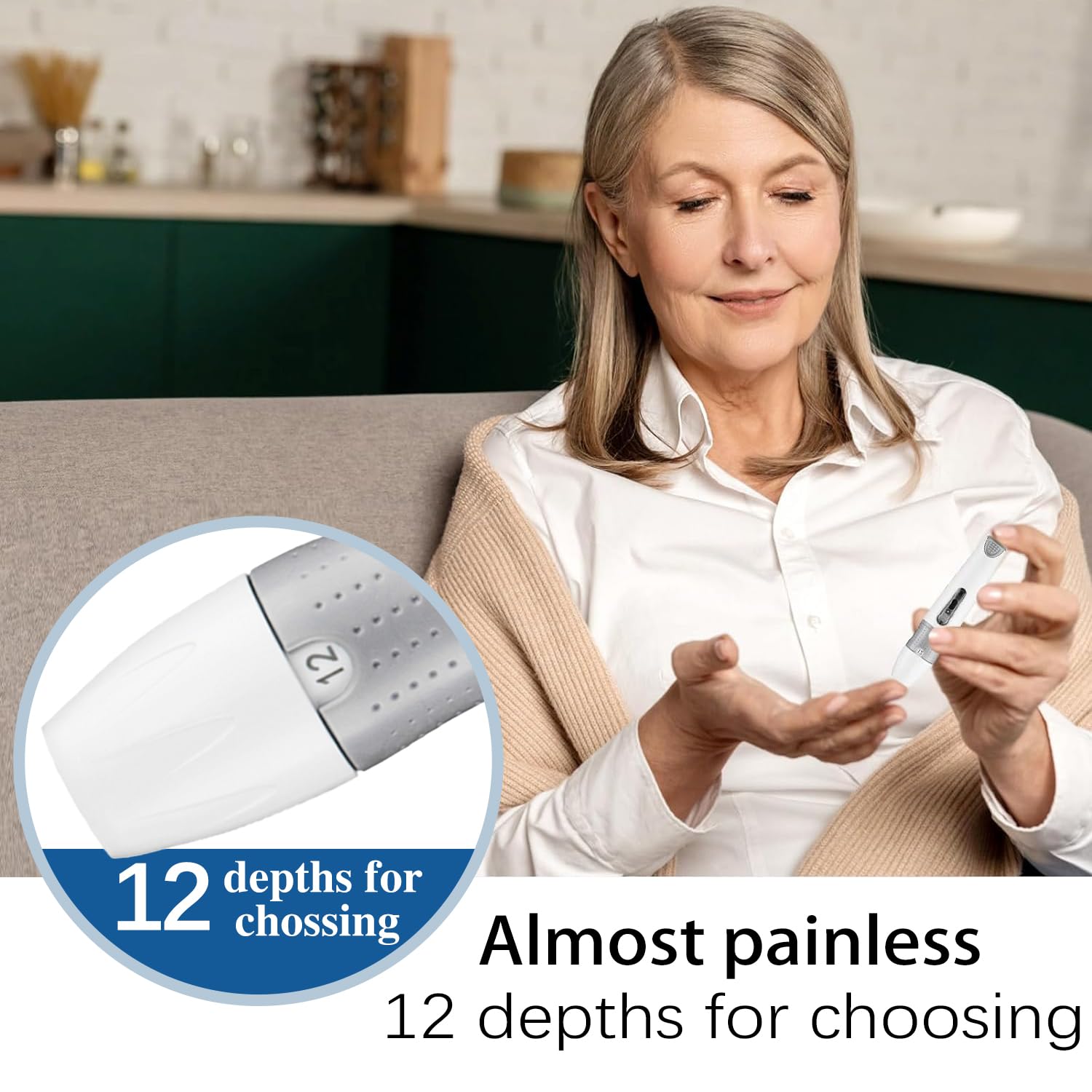 Compact portable CareLiving lancing device in hand