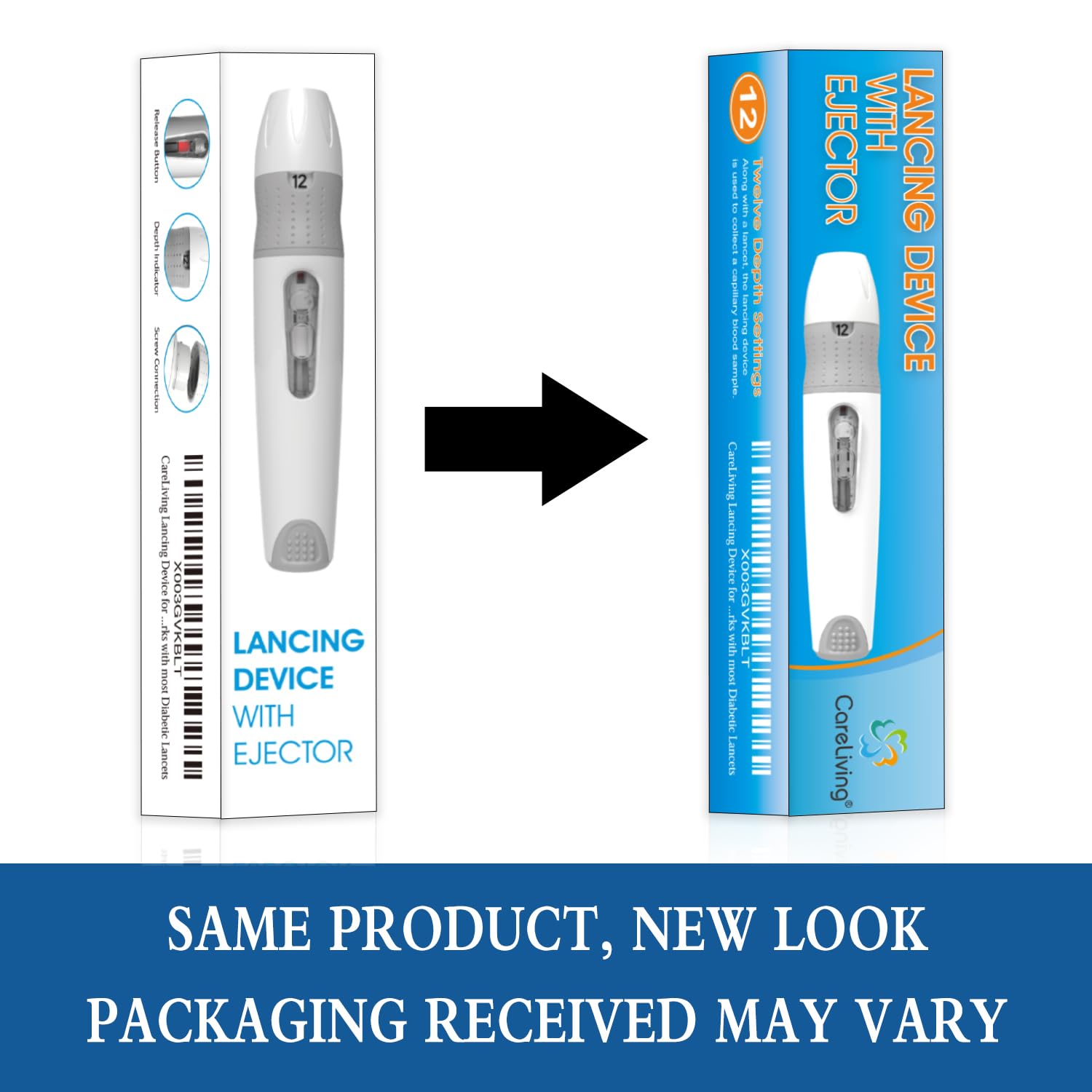 CareLiving lancing device compatible with most diabetic lancets