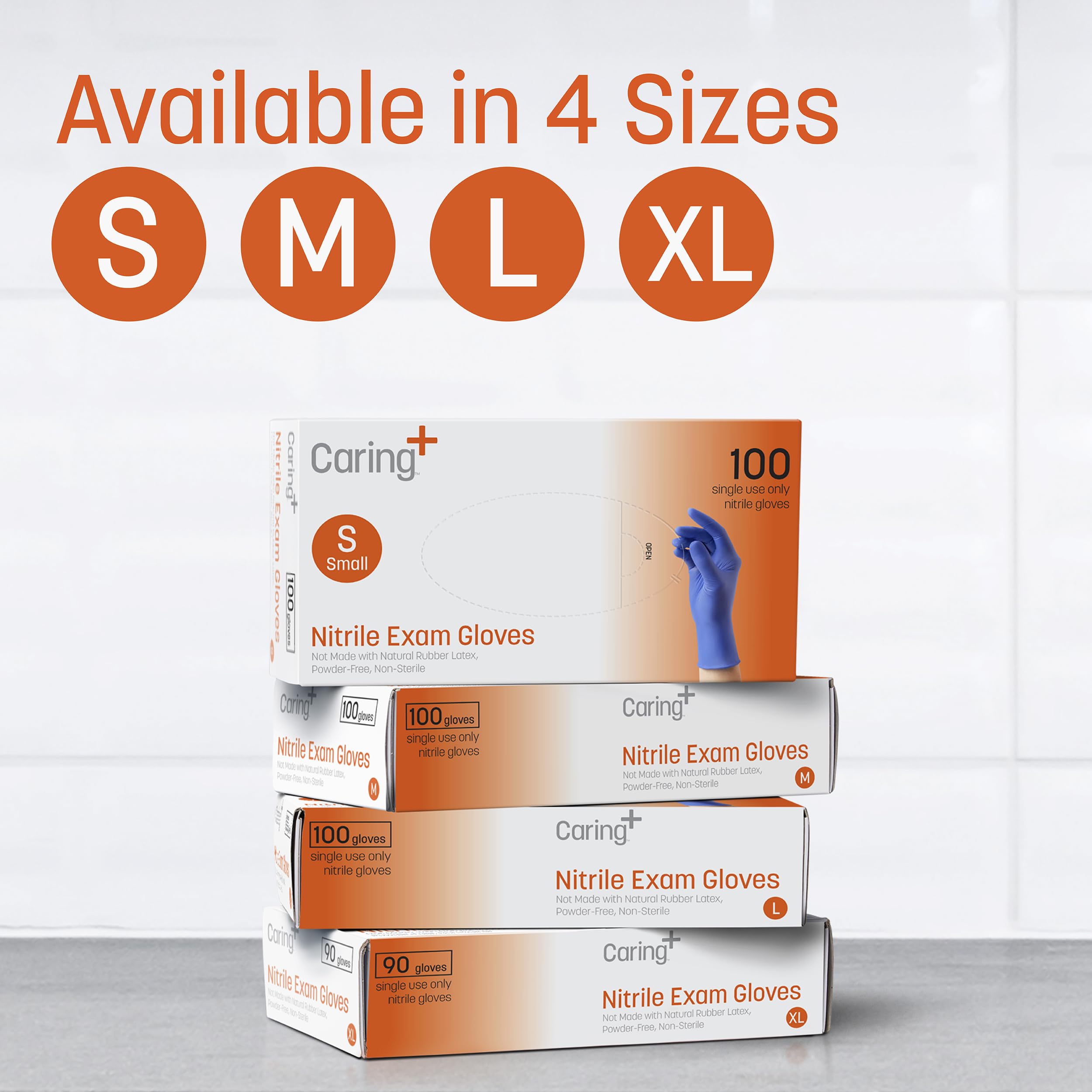 Caring nitrile exam gloves disposable use case