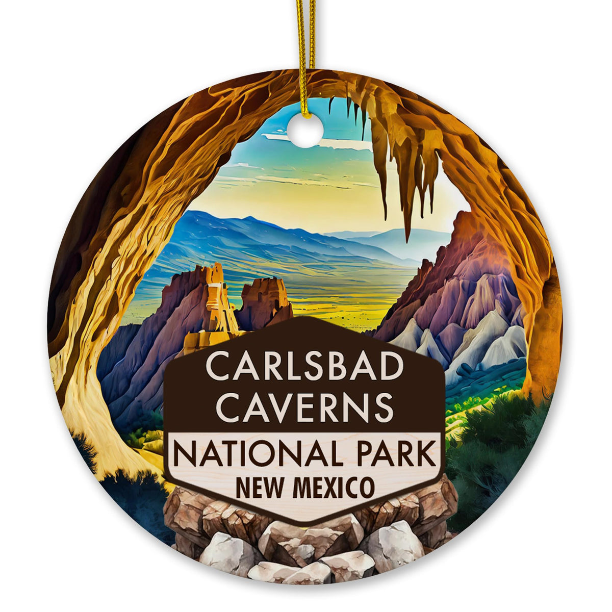 Carlsbad Caverns National Park Christmas Ornament front view 3-inch ceramic