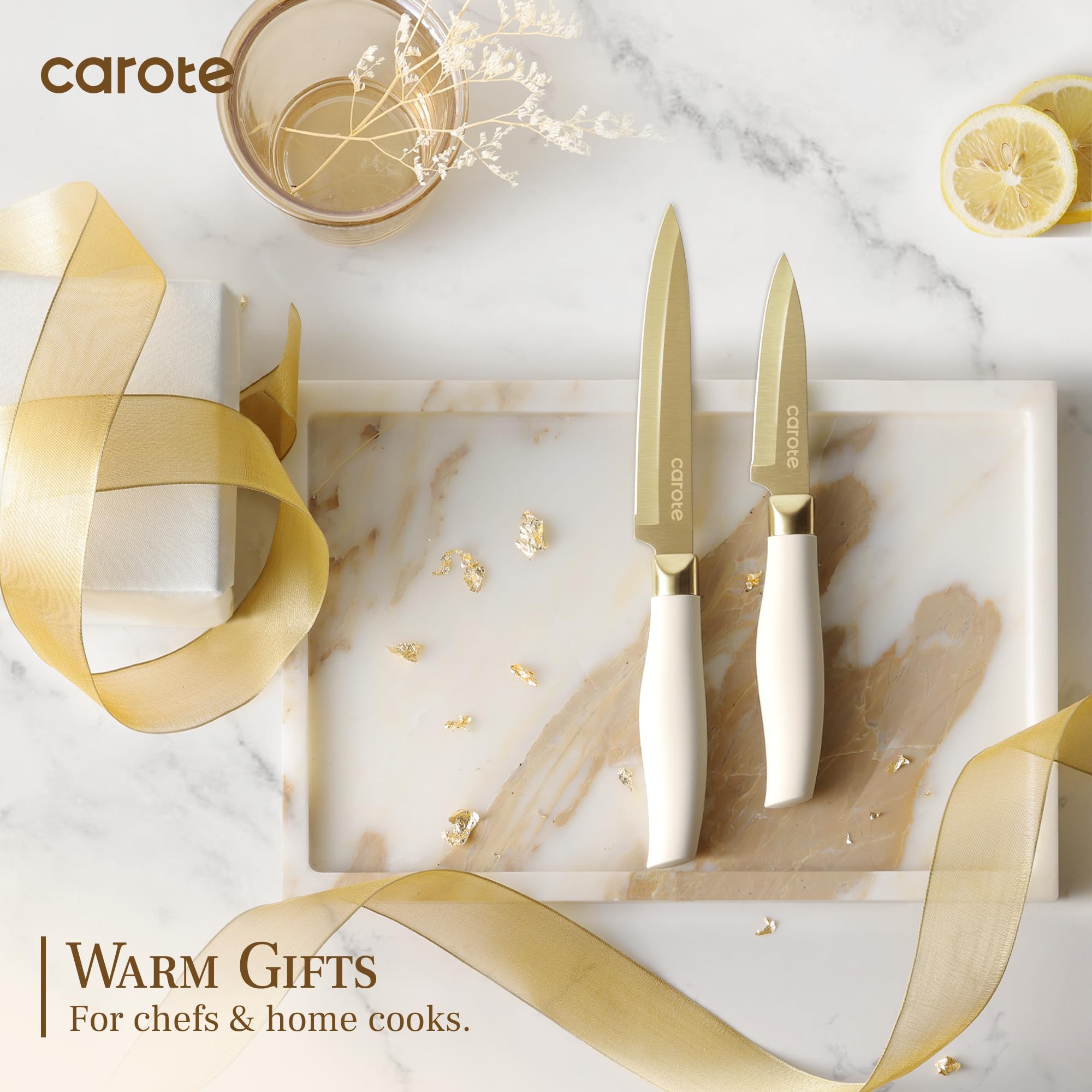 CAROTE paring knife 3.5in with gold titanium coating