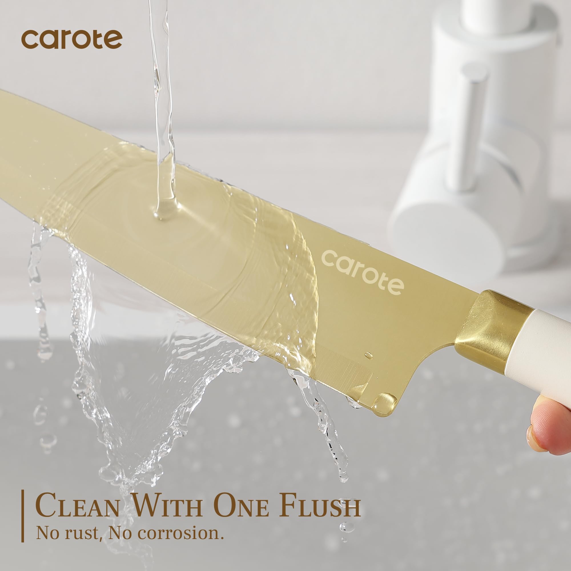 CAROTE 7in santoku knife with gold titanium coating