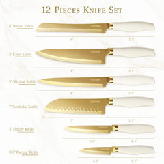 CAROTE 8in chef knife with gold titanium coating