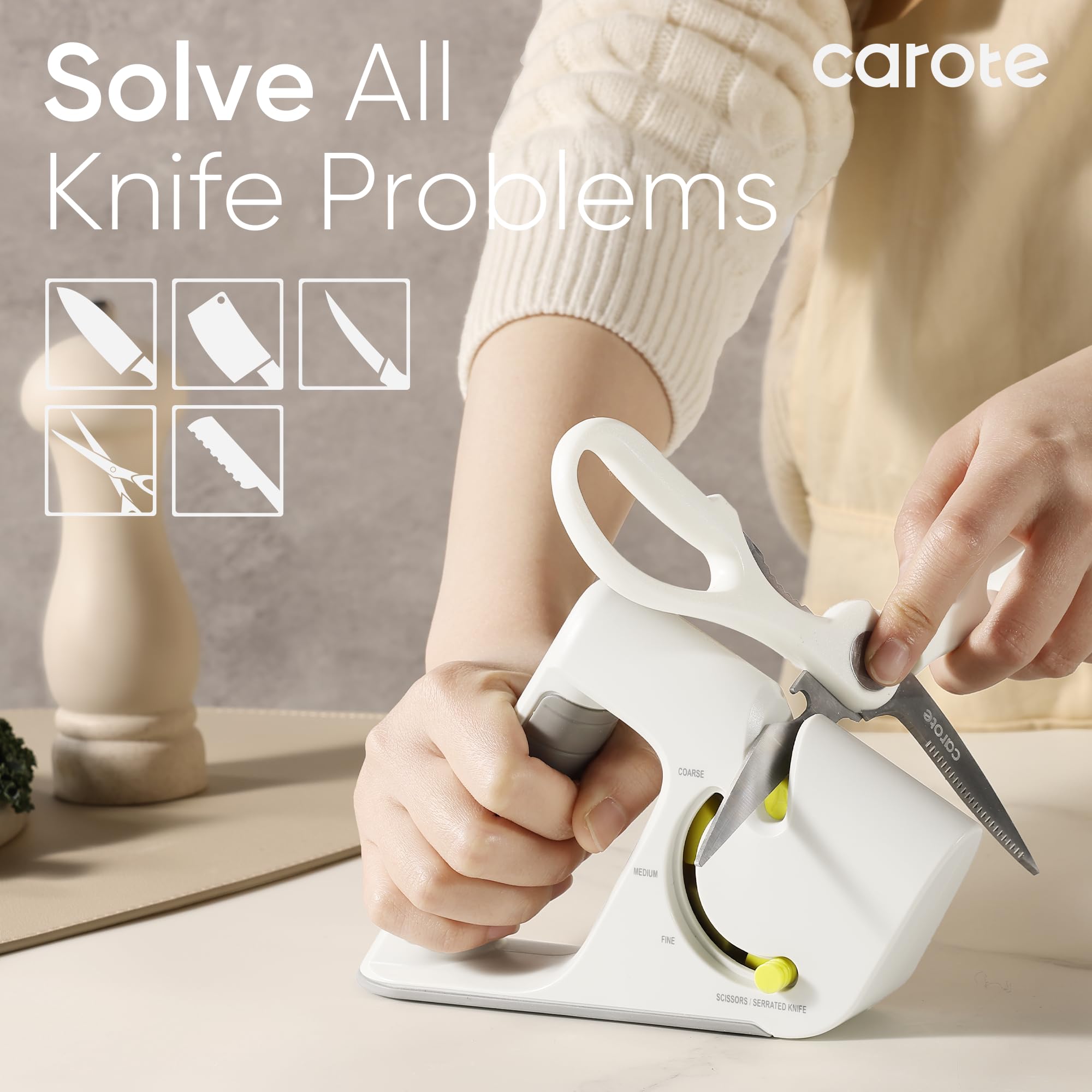 Ergonomic handle for comfortable sharpening with CAROTE sharpener