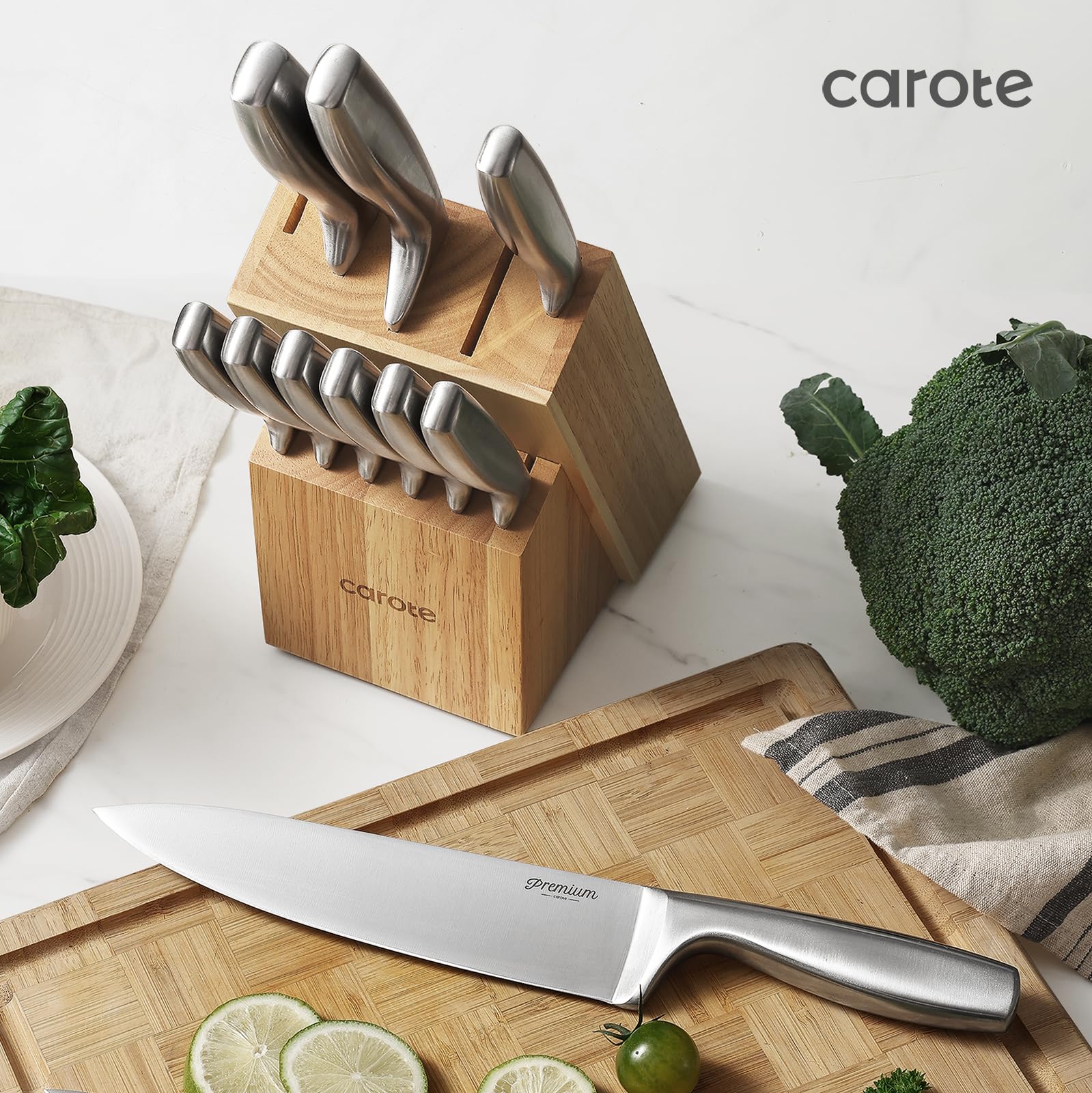 CAROTE Knife block with 12-piece set storage