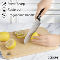 CAROTE stainless steel knife set with block image