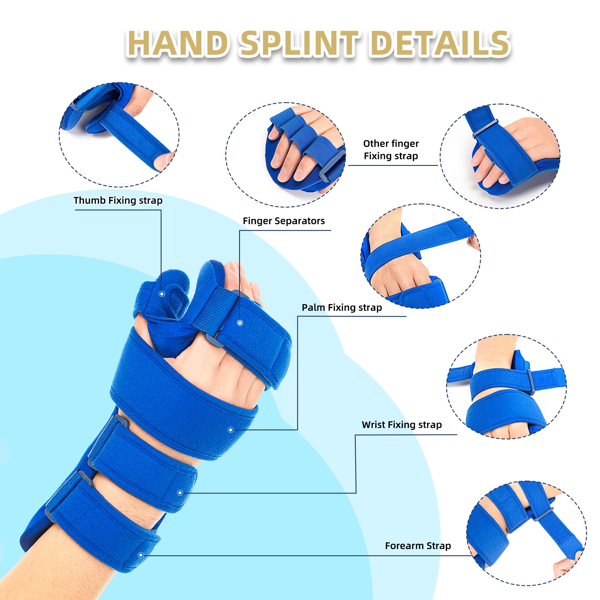 Separate finger design with adjustable straps