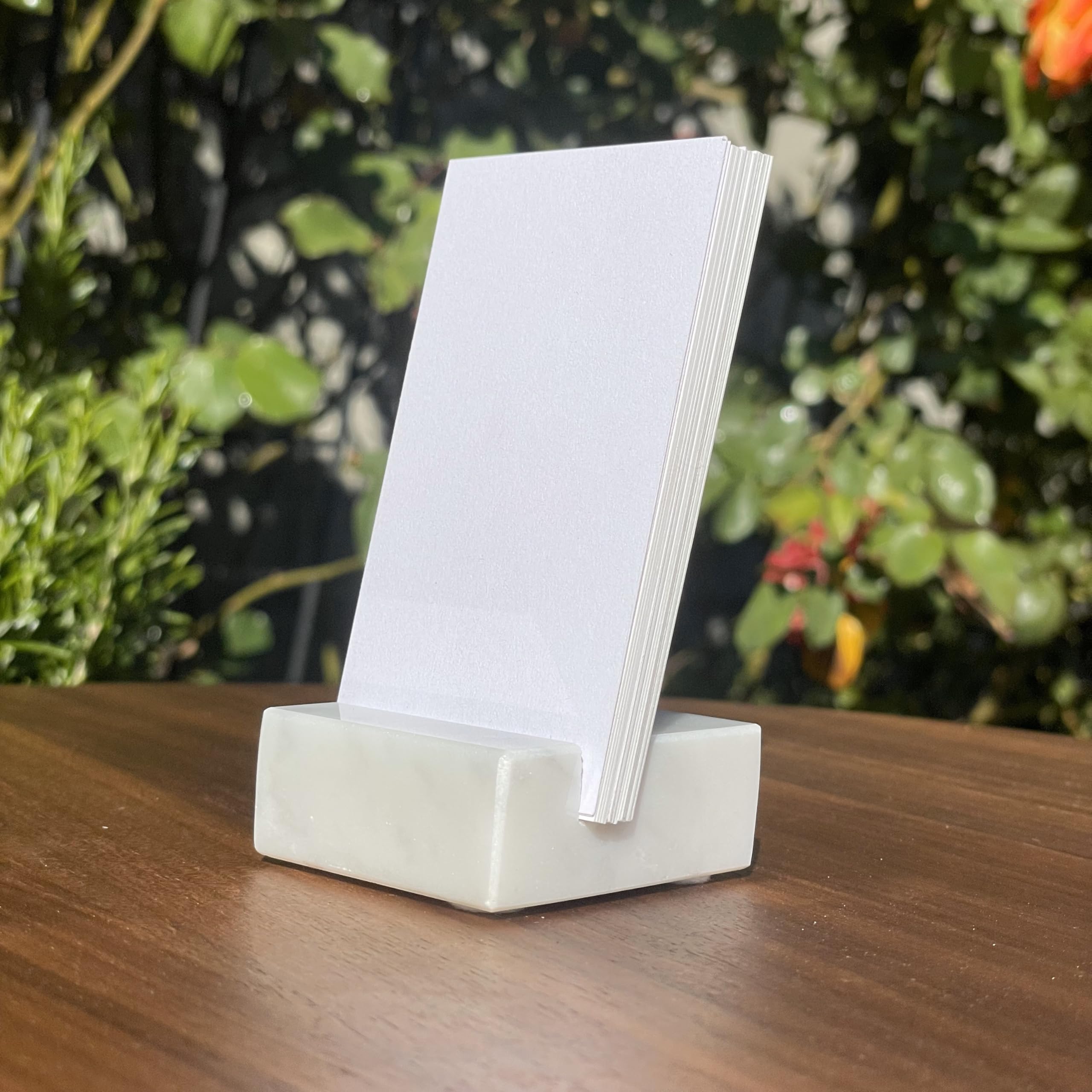 Italian White Carrara Marble business card holder crafted in USA