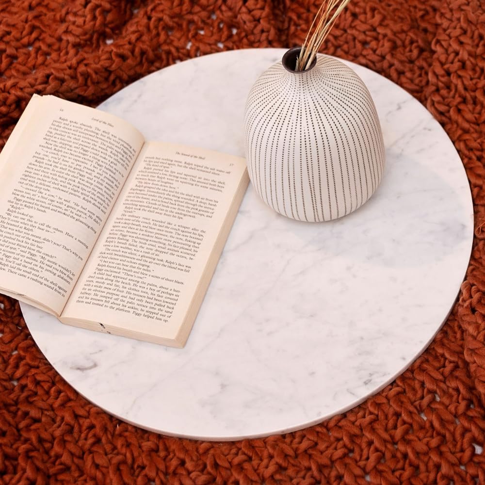 Premium Italian Carrara marble cake stand hand polished
