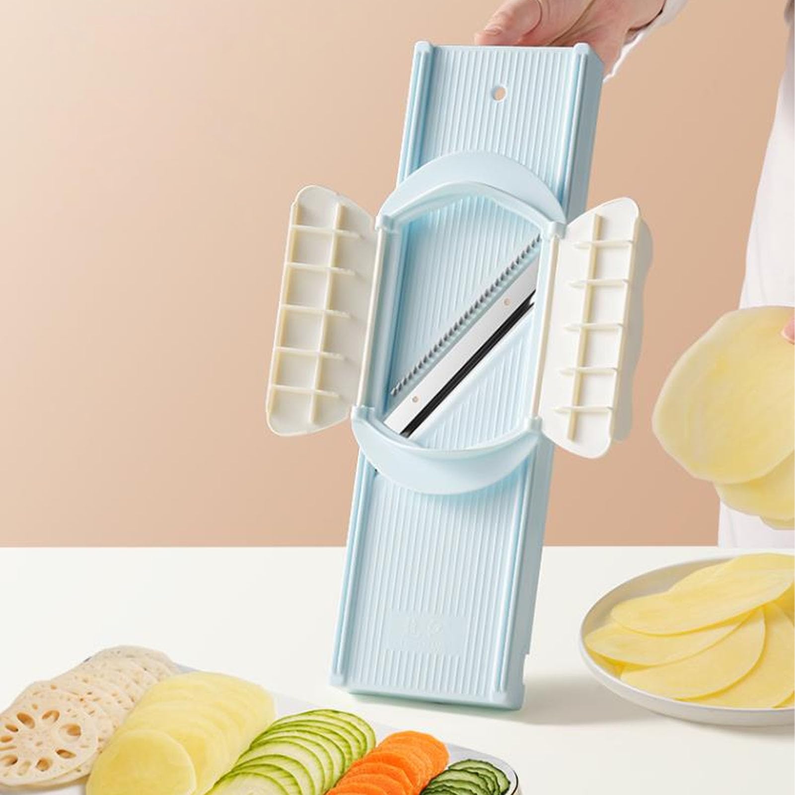 Carrot cucumber julienne with mandoline slicer