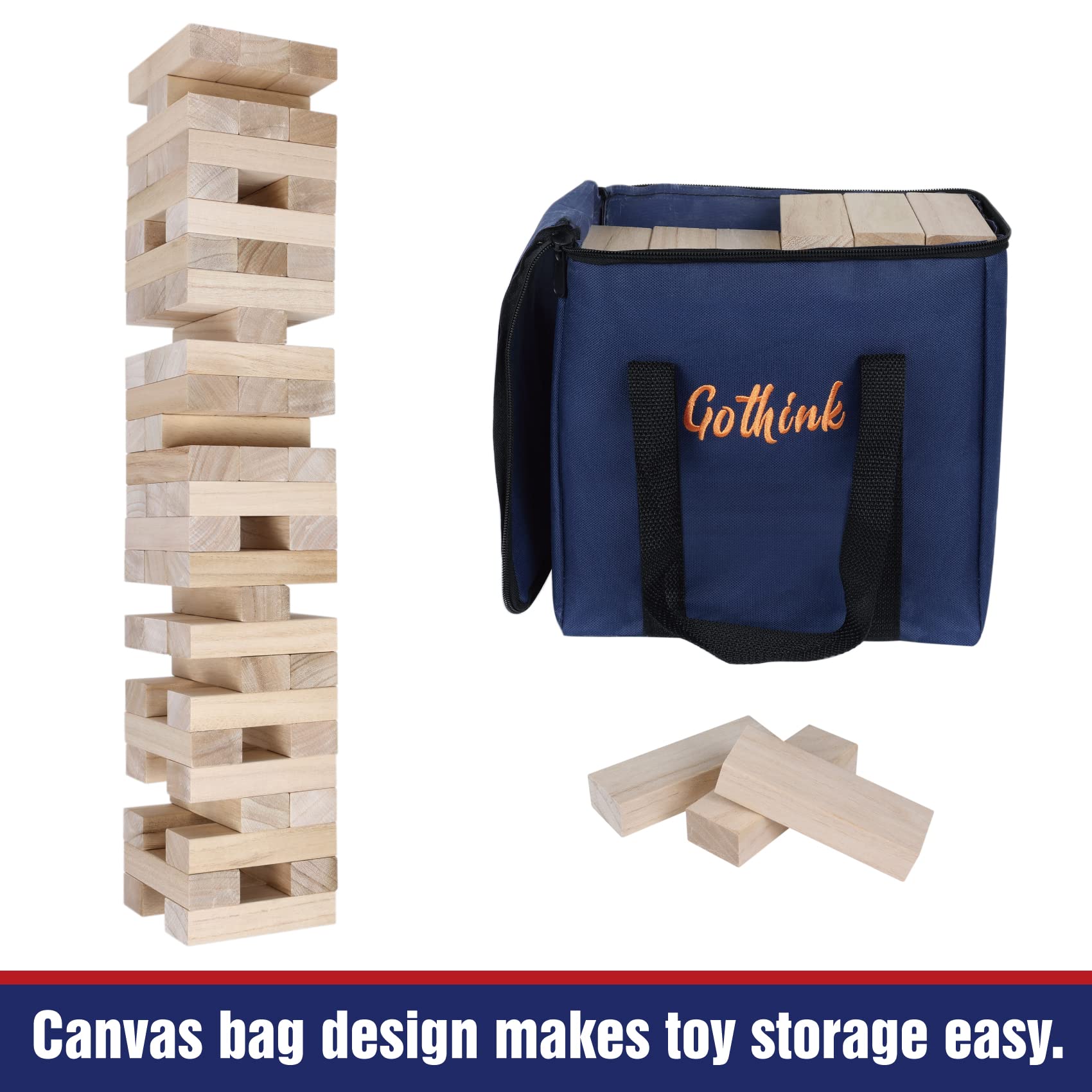 Outdoor yard game setup for GOTHINK Giant Tumble Tower Game