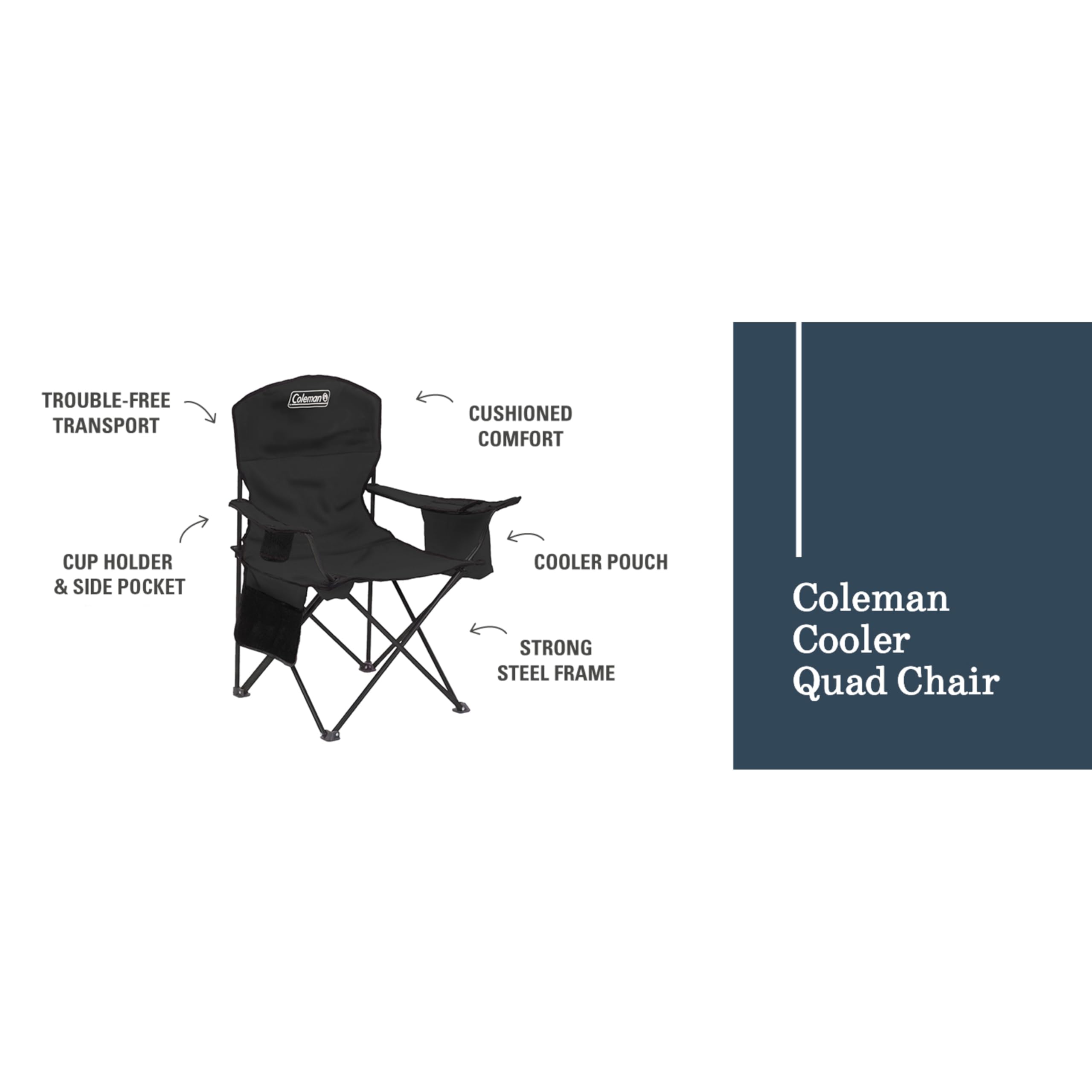 Roomy 24-inch seating area on Coleman chair