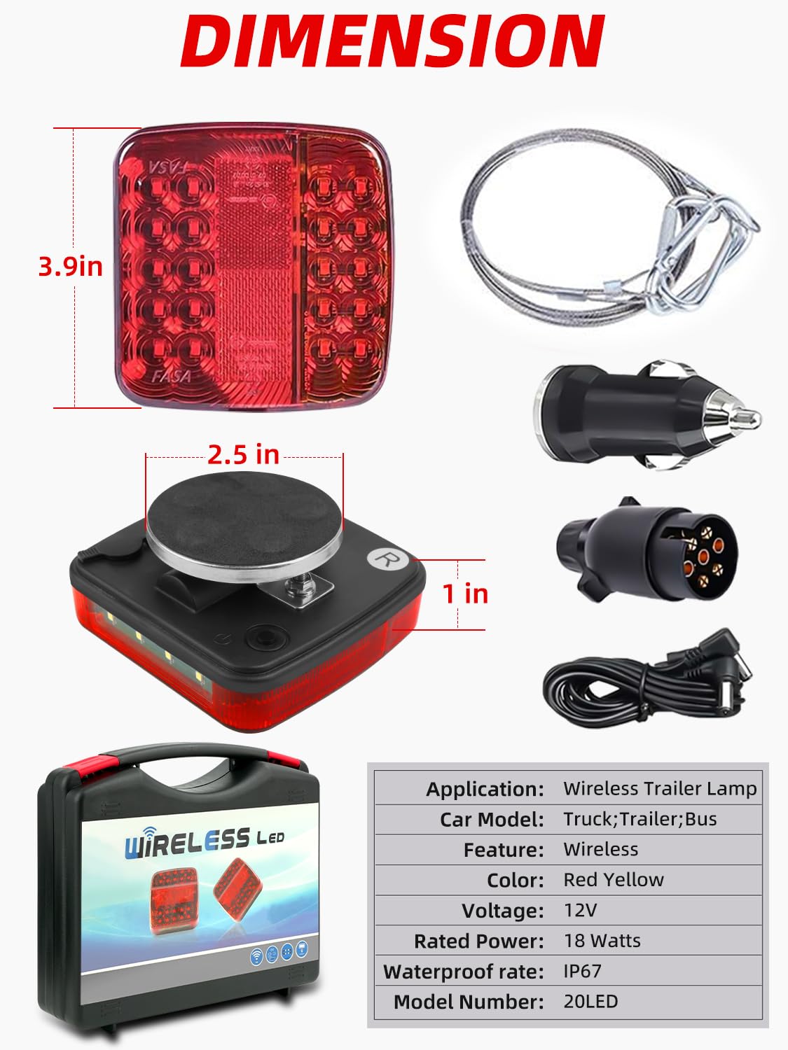 carry case included with trailer light kit